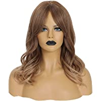 Los mejores  - HAIRCUBE Pelucas de Pelo Largo y Rizado Para Mujer Peluca de Pelo Sintético Marrón a Rubio Ombre con Flequillo